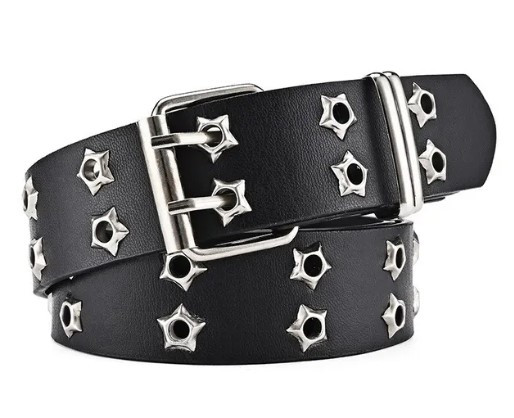 Стильний жіночий пояс ремінь 110 см чорний зірка