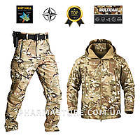Тактичний костюм Softshell multicam, водовідштовхуючий, м'який, непродувний, мультикам демісезон