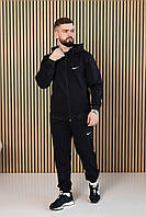 Спортивный костюм мужской черный найк с капюшоном однотонный качественный на молнии XXL
