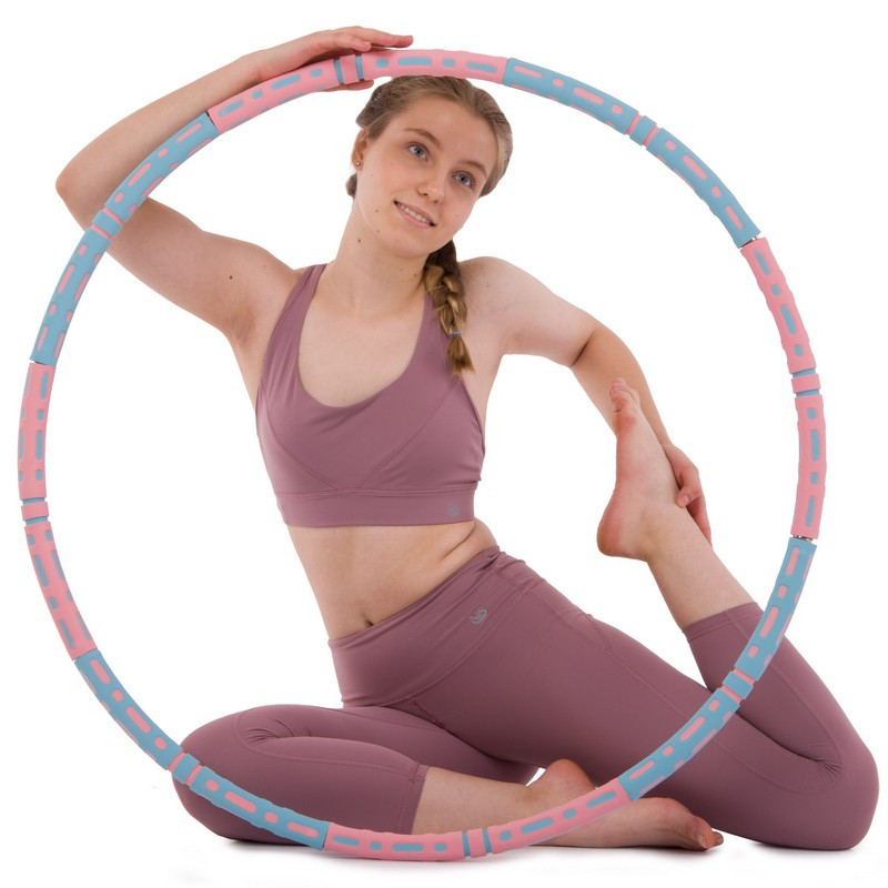Обруч масажний хула-хуп тренажер Hula Hoop BY-6181 CIMA розбірний 8 секційний рожевий з блакитним