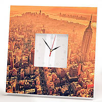 Настенные часы "Нью-Йорк. Манхэттен. Небоскребы. Америка" необычный дизайнерский подарок для дома, офиса