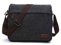 Сумка почтальонка текстильная Vintage Черная мужская сумочка ShoppinGo Сумка почтальонка текстильна Vintage