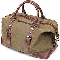 Дорожная сумка для путешествий текстильная Vintage Зеленая ShoppinGo Дорожня сумка для подорожей текстильна