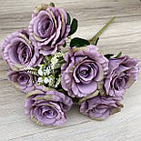 Букет троянда з лавандою 7 голів 42 см бузкова, фото 2