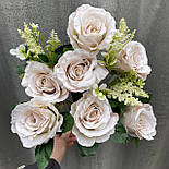 Букет троянда з лавандою 7 голів 42 см бежева, фото 3