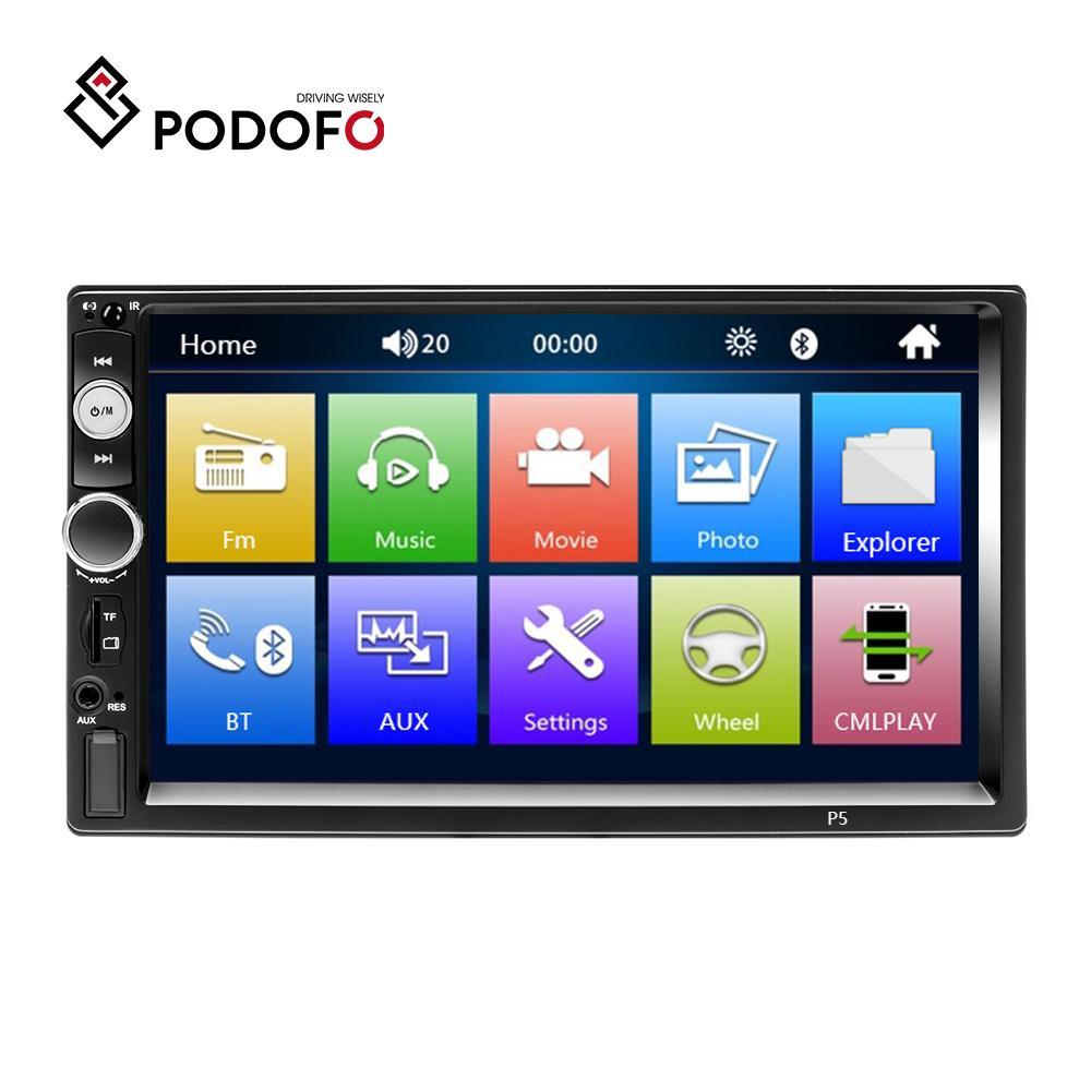 Podofo 2 Din 7 дюймів HD Автомобільний радіо MP5 Відеоплеєр Підтримка Android Auto Mirror Link Bluetooth Авторадіо FM AUX USB DVR