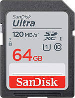 Карта памяти SDXC SanDisk Ultra 64Gb (UHS-1)(120Mb/s) (витринный образец) (B08GY1QYXP)