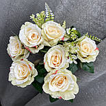 Букет троянда з лавандою 7 голів 42 см шампань, фото 3