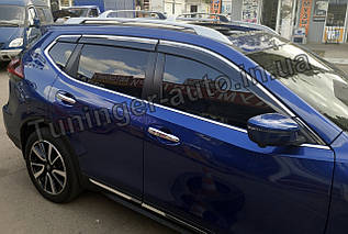 Дефлектори вікон (вітровики) з хромом молдингом Nissan Rogue 2014-2021 6 шт. (FLY)