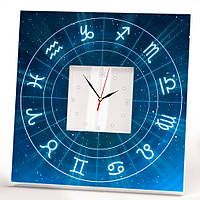 Стильные часы "Знаки зодиака. Астрология. Гороскоп" декоративное украшение, подарок в гостиную, офис, спальню
