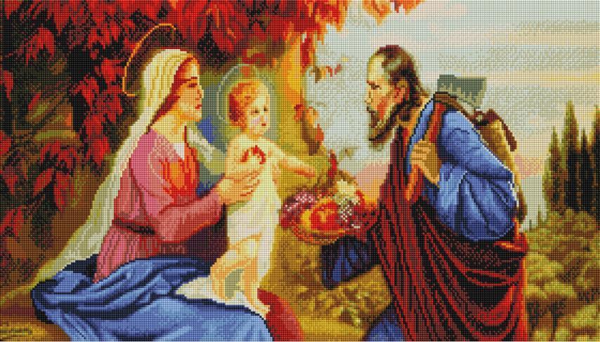 Алмазна мозаїка 40х70 Ікона "Свята сім'я" SS800, фото 1