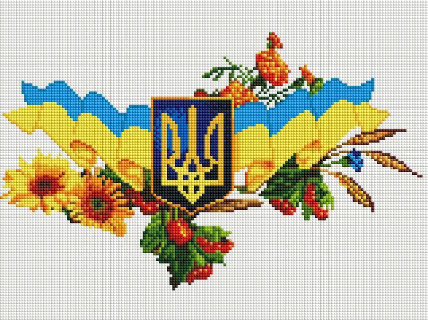 Алмазна мозаїка "Символи України" 30х40 ST472