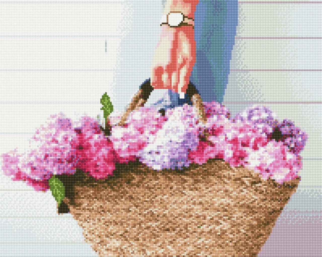 Алмазна мозаїка 40x50 "Дама з квітами" SP112, фото 1