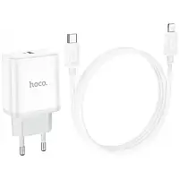 Сетевое зарядное устройство для телефона Hoco C104A PD20W White + Кабель Type-C - Lightning