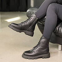 Ботинки зимние женские кожаные ботинки мех ShoppinGo Черевики зимові жіночі шкіряні ботінки хутро