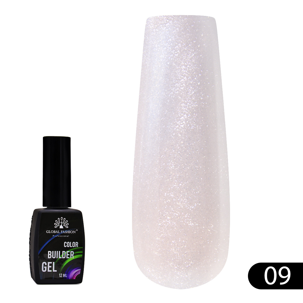 Кольоровий гель для нарощування нігтів із перловим ефектом Global Color Builder Gel №9 12 мл