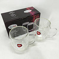 Набір скляних чашок з подвійними стінками Con Brio CB-8630 2шт, 300мл, кружки з подвійними стінками NST