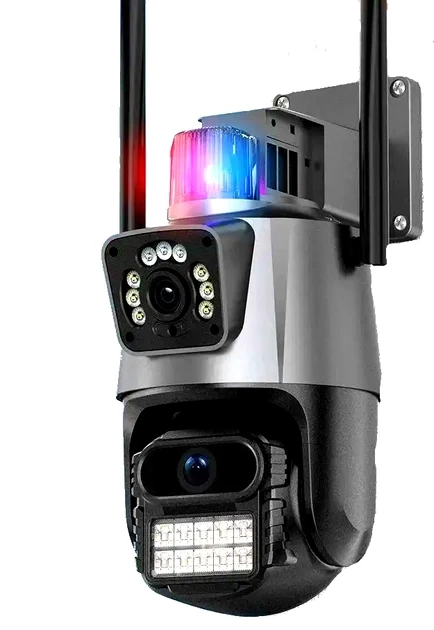 Уличная охранная поворотная WIFI камера Dual Lens Zoom 8MP сирена, зум, iCSee удаленным доступом онлайн NST - фото 4 - id-p2142300088