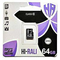 Карта памяти Hi-Rali microSDXC (UHS-3) 64 GB Card Class 10 без адаптера NST