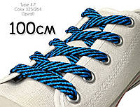 Шнурки для обуви Kiwi (Киви) плоские простые 100 см 7 мм цвет чёрно-синий (упаковка36 пар) Тип 4.7 "Спираль"