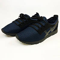 Легкі літні чорні чорні кросівки сітка 45 розмір. Літні текстильні кросівки сіткою. Модель 96621. Колір: синій NST