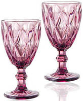 Набор 6 бокалов для вина Elodia Грани 320мл, розовое стекло NST