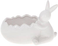 Міні-кашпо "Кролик біля яйця" 19х12х13см, кераміка, білий NST