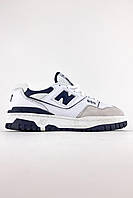 Мужские кроссовки в стиле New Balance 550 Navy (Белый) Нью Бэлэнс 550 нэви белые