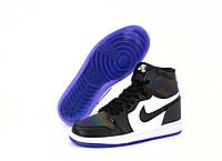 Мужские кроссовки Nike Air Jordan 1 Retro High, Найк Эир Джордан 1 Ретро Хай черные с белым