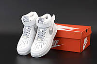 Женские кроссовки Nike Air Force 1 Mid, Найк Эир Форс 1 Мид белые с серым