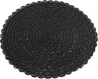 Набір 6 сервірувальних килимків "Margrese В'язана серветка" 38см, чорний (підтарільники) NST