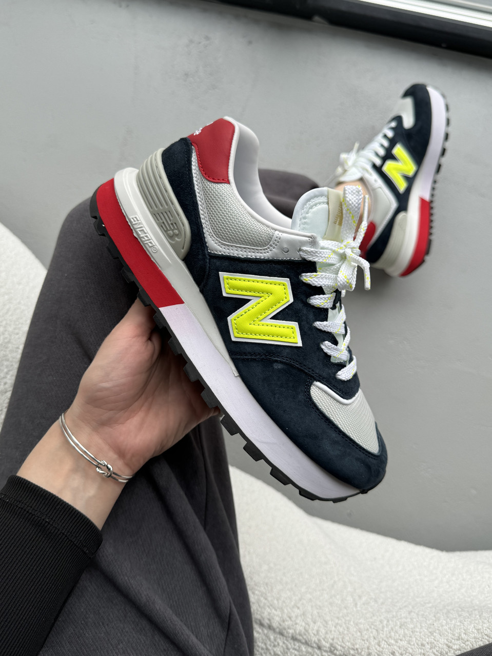 Кросівки чоловічі сині New Balance 574 Legacy Blue Yellow Red (16217)