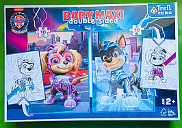 Пазли 2 в 1 + розмальовка. Щенячий патруль. Скай та Маршал. (10+10 елементів, BABY MAXI). Trefl