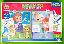 Пазли 2 в 1 + розмальовка. Кокомелон. Друзі. (10+10 елементів, BABY MAXI). Trefl
