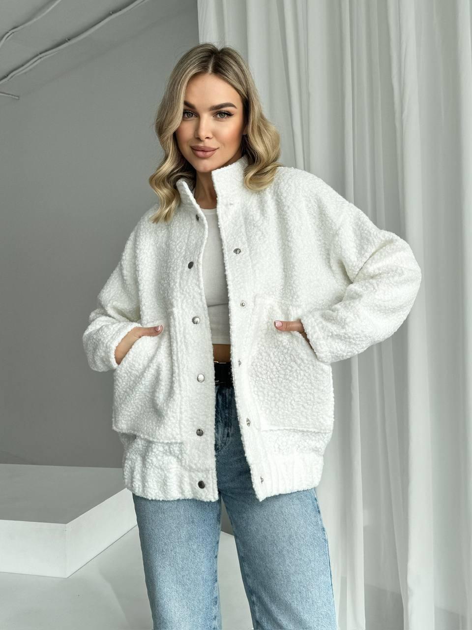 Бомбер жіночий стильний з букле барашка (Норма і полубатал), фото 1