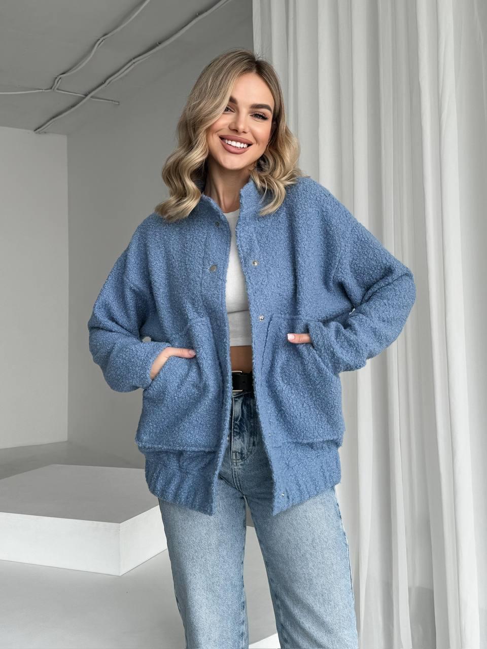 Бомбер жіночий стильний з букле барашка (Норма і полубатал), фото 1