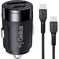 Автомобильное зарядное устройство Gelius Inch Twix GP-CC010C USB+Type-C QC/PD (30 Watt) + кабель Type-C/Type-C
