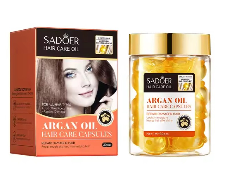 Олія для волосся арганова в капсулах SADOER Argan Oil Hair Care Capsules (30*1 мл)