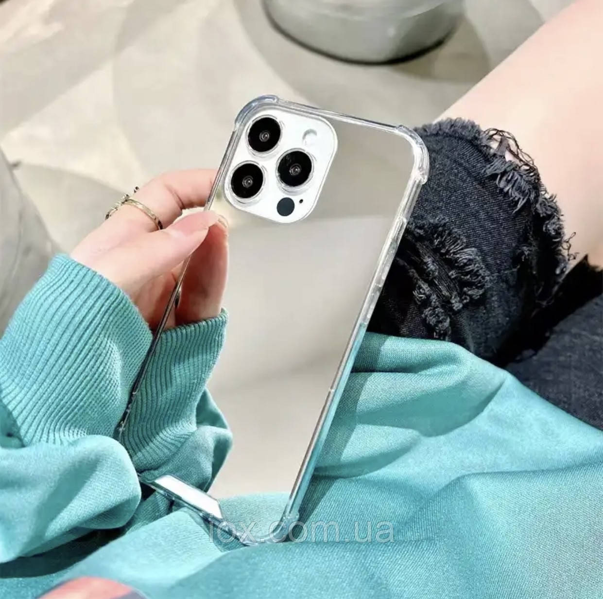 Дзеркальний сріблястий силіконовий чохол iphone 12pro Max 6.7дюйма (захвисті протиударні боки)
