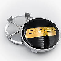 Колпачки (заглушки) в литые диски BBS 68 мм. Чёрный с золотыми буквами