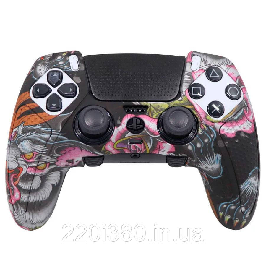 Силіконовий чохол для геймпада PS5 Dualsense Edge графіті Black Dragon