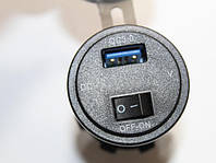 Гнездо прикуривателя 12/24v USB - QC 3,0 + вольтметр с кнопкой ON/OFF врезное с крышкой c подсветкой цвет