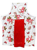 Набір для кухні з фартуха та рушника IzziHome. Flowers червоного кольору