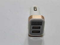 Штекер у прикурювач DC 12-24V, 2 USB 3,1 А (2,1 А + 1 А) + вольтметр + амперметр (дисплей над USB) блістер.