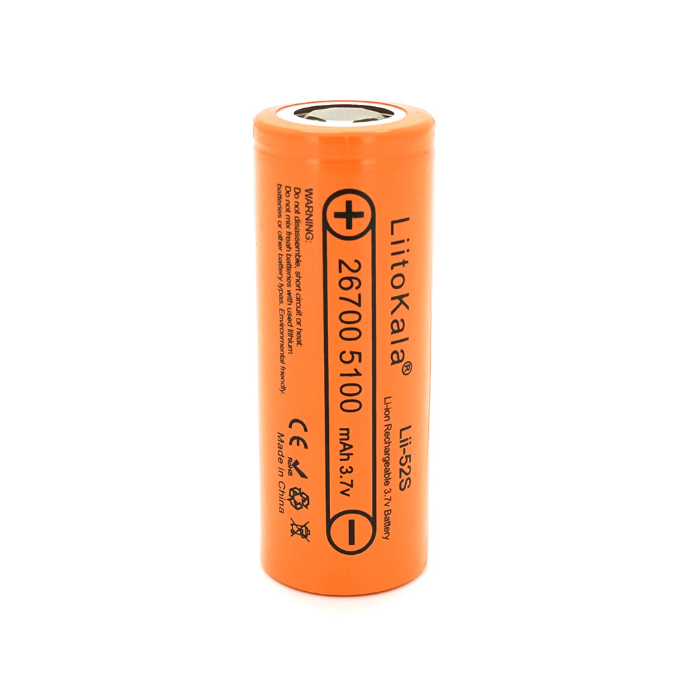 Акумулятор 26700 Li-Ion LiitoKala Lii-52S, 5000mah (5100-5200mah), 10A, 3.7V (2.75-4.2V), Orange, 2 шт. в