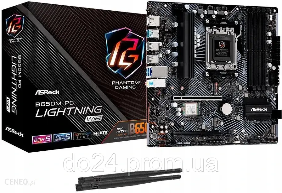 Материнська плата Asrock B650M PG LIGHTNING WIFI AMD B650 Gniazdo AM5 micro ATX