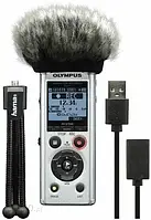 Диктофон OLYMPUS LS-P1 PODCASTER KIT (+statyw, osłona, kabel) dźwięku, dyktofon, mikrofon do aparatów OLYMPUS, OM SYSTEM