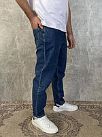Стильные прямые синие мужские джинсы мом со свободной посадкой, повседневные молодежные всесезонные джинсы