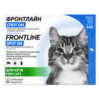Капли для животных Boehringer Ingelheim Фронтлайн Спот-Он против блох и клещей для кошек 3 пипетки tp