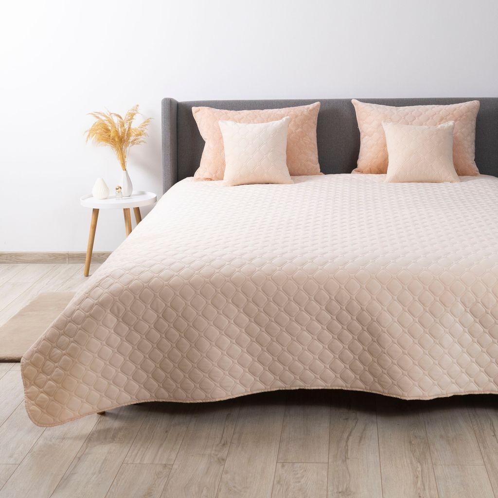 Покривало ТЕП "VELOUR" 240*260 см 1шт (Персиковий/Ромб круглий)
